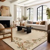 image:image2x3 Washable Small Rug for Entryway Door Mat Indoor Entrance Stain Resistant Non Slip Rubber Backed Low Pile Soft Throw Area Rugs for Bedroom Kitchen Front Door Indoor Entrance Foyer EntryEdge Floral Cream Brown