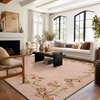 image:image2x3 Washable Small Rug for Entryway Door Mat Indoor Entrance Stain Resistant Non Slip Rubber Backed Low Pile Soft Throw Area Rugs for Bedroom Kitchen Front Door Indoor Entrance Foyer EntryEdge Floral Pink