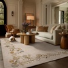 image:image2x3 Washable Small Rug for Entryway Door Mat Indoor Entrance Stain Resistant Non Slip Rubber Backed Low Pile Soft Throw Area Rugs for Bedroom Kitchen Front Door Indoor Entrance Foyer EntryEdge Floral Beige White