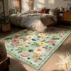 image:image2x3 Washable Small Rug for Entryway Door Mat Indoor Entrance Stain Resistant Non Slip Rubber Backed Low Pile Soft Throw Area Rugs for Bedroom Kitchen Front Door Indoor Entrance Foyer EntryGreen Floral