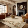 image:image2x3 Washable Small Rug for Entryway Door Mat Indoor Entrance Stain Resistant Non Slip Rubber Backed Low Pile Soft Throw Area Rugs for Bedroom Kitchen Front Door Indoor Entrance Foyer EntryEdge Floral Cream Brown