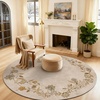 image:image2x3 Washable Small Rug for Entryway Door Mat Indoor Entrance Stain Resistant Non Slip Rubber Backed Low Pile Soft Throw Area Rugs for Bedroom Kitchen Front Door Indoor Entrance Foyer EntryEdge Floral Beige White