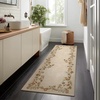 image:image2x3 Washable Small Rug for Entryway Door Mat Indoor Entrance Stain Resistant Non Slip Rubber Backed Low Pile Soft Throw Area Rugs for Bedroom Kitchen Front Door Indoor Entrance Foyer EntryEdge Floral Cream Brown