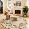 image:image2x3 Washable Small Rug for Entryway Door Mat Indoor Entrance Stain Resistant Non Slip Rubber Backed Low Pile Soft Throw Area Rugs for Bedroom Kitchen Front Door Indoor Entrance Foyer EntryEdge Floral Cream Brown