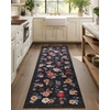 image:image2x3 Washable Small Rug for Entryway Door Mat Indoor Entrance Stain Resistant Non Slip Rubber Backed Low Pile Soft Throw Area Rugs for Bedroom Kitchen Front Door Indoor Entrance Foyer EntryBlack Floral