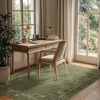 image:image2x3 Washable Small Rug for Entryway Door Mat Indoor Entrance Stain Resistant Non Slip Rubber Backed Low Pile Soft Throw Area Rugs for Bedroom Kitchen Front Door Indoor Entrance Foyer EntryEdge Floral Green
