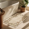 image:image2x3 Washable Small Rug for Entryway Door Mat Indoor Entrance Stain Resistant Non Slip Rubber Backed Low Pile Soft Throw Area Rugs for Bedroom Kitchen Front Door Indoor Entrance Foyer EntryEdge Floral Cream Brown