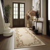 image:image2x3 Washable Small Rug for Entryway Door Mat Indoor Entrance Stain Resistant Non Slip Rubber Backed Low Pile Soft Throw Area Rugs for Bedroom Kitchen Front Door Indoor Entrance Foyer EntryEdge Floral Cream Brown