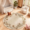 image:image2x3 Washable Small Rug for Entryway Door Mat Indoor Entrance Stain Resistant Non Slip Rubber Backed Low Pile Soft Throw Area Rugs for Bedroom Kitchen Front Door Indoor Entrance Foyer EntryEdge Floral Cream Brown