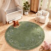 image:image2x3 Washable Small Rug for Entryway Door Mat Indoor Entrance Stain Resistant Non Slip Rubber Backed Low Pile Soft Throw Area Rugs for Bedroom Kitchen Front Door Indoor Entrance Foyer EntryEdge Floral Green
