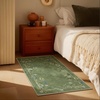 image:image2x3 Washable Small Rug for Entryway Door Mat Indoor Entrance Stain Resistant Non Slip Rubber Backed Low Pile Soft Throw Area Rugs for Bedroom Kitchen Front Door Indoor Entrance Foyer EntryEdge Floral Green