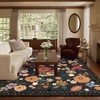 image:image2x3 Washable Small Rug for Entryway Door Mat Indoor Entrance Stain Resistant Non Slip Rubber Backed Low Pile Soft Throw Area Rugs for Bedroom Kitchen Front Door Indoor Entrance Foyer EntryBlack Floral