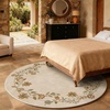 image:image2x3 Washable Small Rug for Entryway Door Mat Indoor Entrance Stain Resistant Non Slip Rubber Backed Low Pile Soft Throw Area Rugs for Bedroom Kitchen Front Door Indoor Entrance Foyer EntryEdge Floral Cream Brown