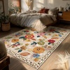 image:image2x3 Washable Small Rug for Entryway Door Mat Indoor Entrance Stain Resistant Non Slip Rubber Backed Low Pile Soft Throw Area Rugs for Bedroom Kitchen Front Door Indoor Entrance Foyer EntryBeige Floral