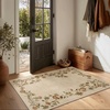 image:image2x3 Washable Small Rug for Entryway Door Mat Indoor Entrance Stain Resistant Non Slip Rubber Backed Low Pile Soft Throw Area Rugs for Bedroom Kitchen Front Door Indoor Entrance Foyer EntryEdge Floral Cream Brown